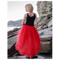 Асимметричная юбка-шорты mini-maxi красная