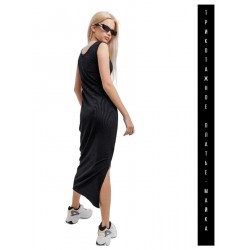 Платья-майка лапша с разрезами черное Bloomy-line