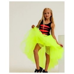 Асимметричная юбка-шорты mini-maxi желтый неон