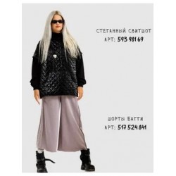 Длинные шорты багги трикотажные с лампасами пыльная сирень