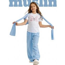 Широкие брюки из муслина голубые Bloomy-line