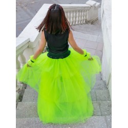 Асимметричная юбка шорты с кожаным бантом зеленый неон Асимметричная юбка шорты с кожаным бантом зеленый неон