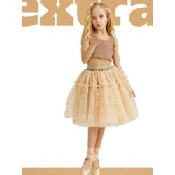 Фатиновая юбка EXTRA пышности со звездами беж