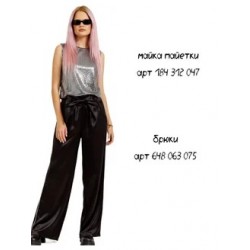 Брюки атласные палаццо с бантом. Цвет черный