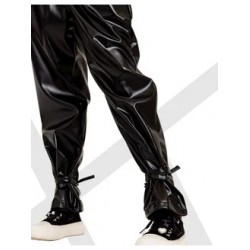 Брюки джоггеры утепленные кожа. Черные