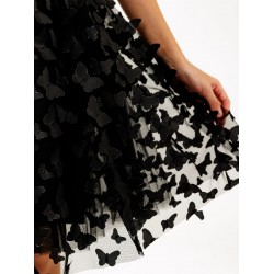 Пышная фатиновая юбка с бабочками 3D черная