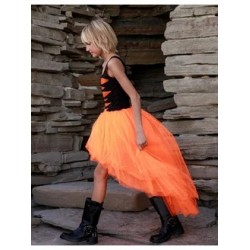 Асимметричная юбка-шорты mini-maxi оранжевая