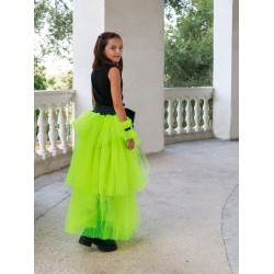 Асимметричная юбка шорты с кожаным бантом зеленый неон Асимметричная юбка шорты с кожаным бантом зеленый неон