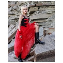 Асимметричная юбка-шорты mini-maxi красная